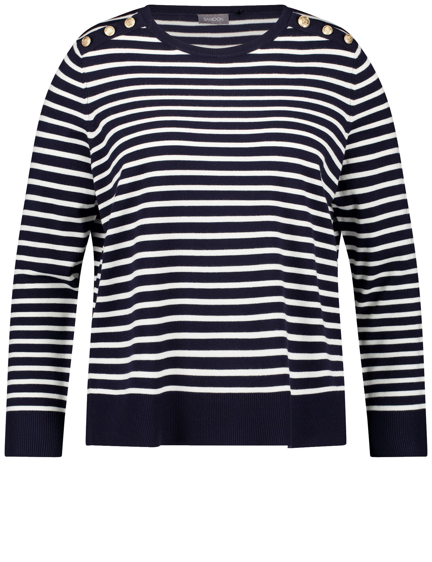 SAMOON - PULLOVER 1/1 ARM dark lake blue ringel - Gr. - 46 von SAMOON