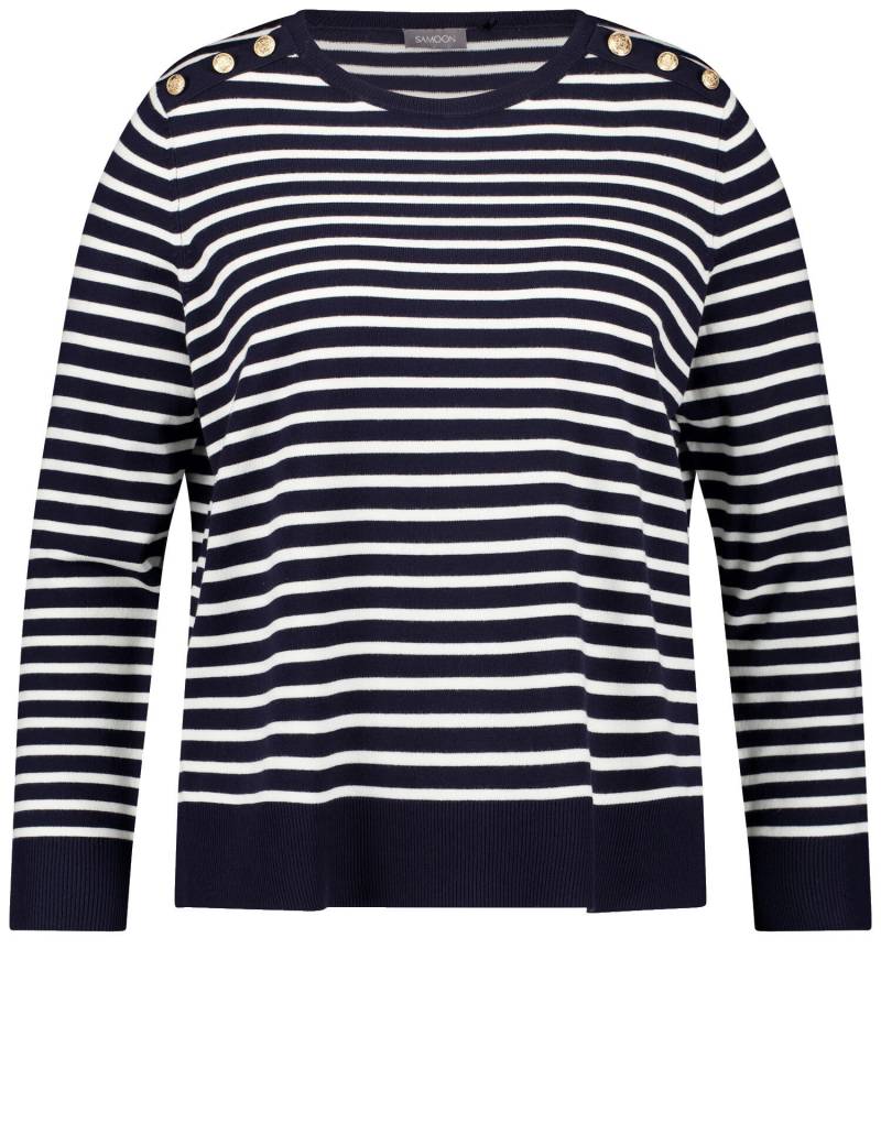 SAMOON - PULLOVER 1/1 ARM dark lake blue ringel - Gr. - 46 von SAMOON