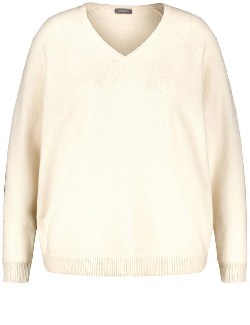 SAMOON - Pullover mit V-Ausschnitt beige - Gr. - 48 von SAMOON