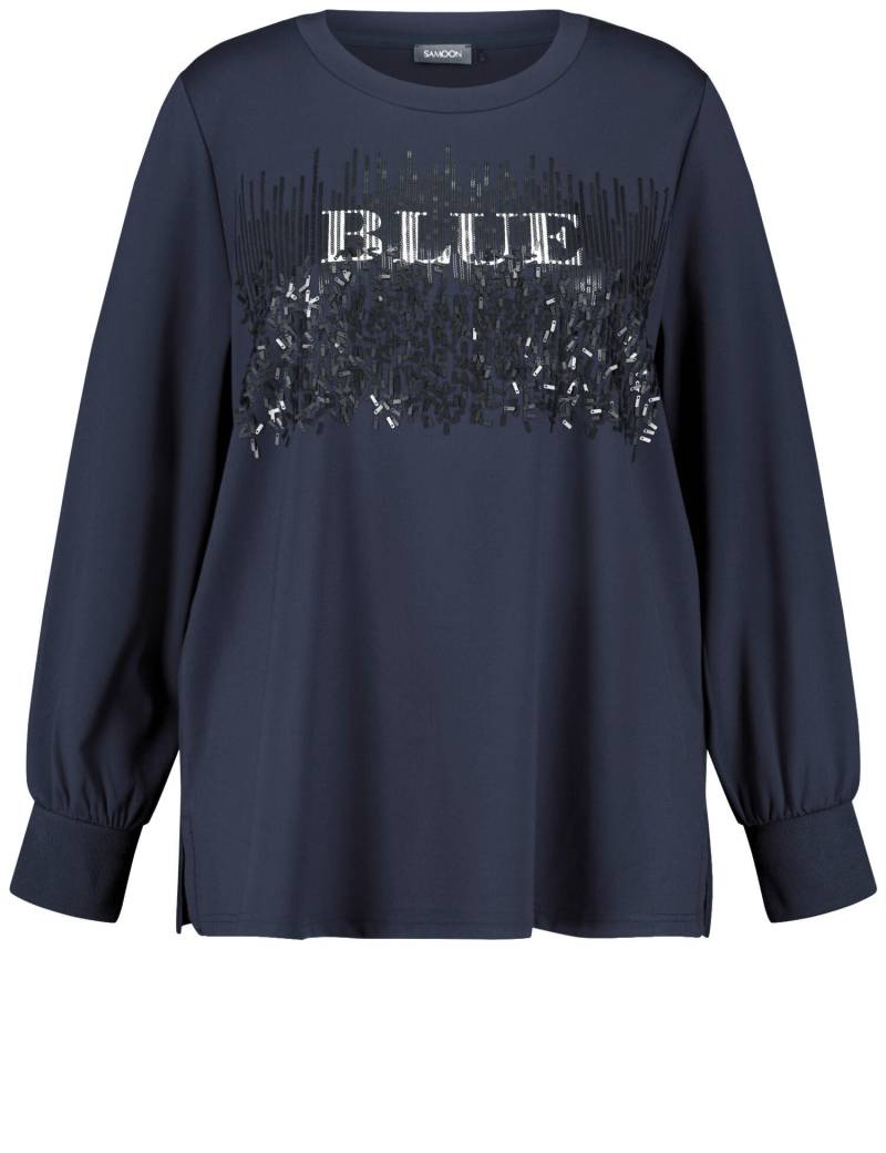SAMOON - Sweatshirt mit verziertem Wording-Print dark lake blue - Gr. - 46 von SAMOON