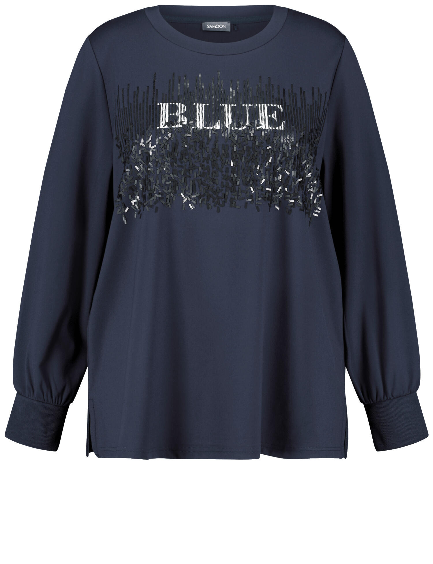 SAMOON - Sweatshirt mit verziertem Wording-Print dark lake blue - Gr. - 50 von SAMOON