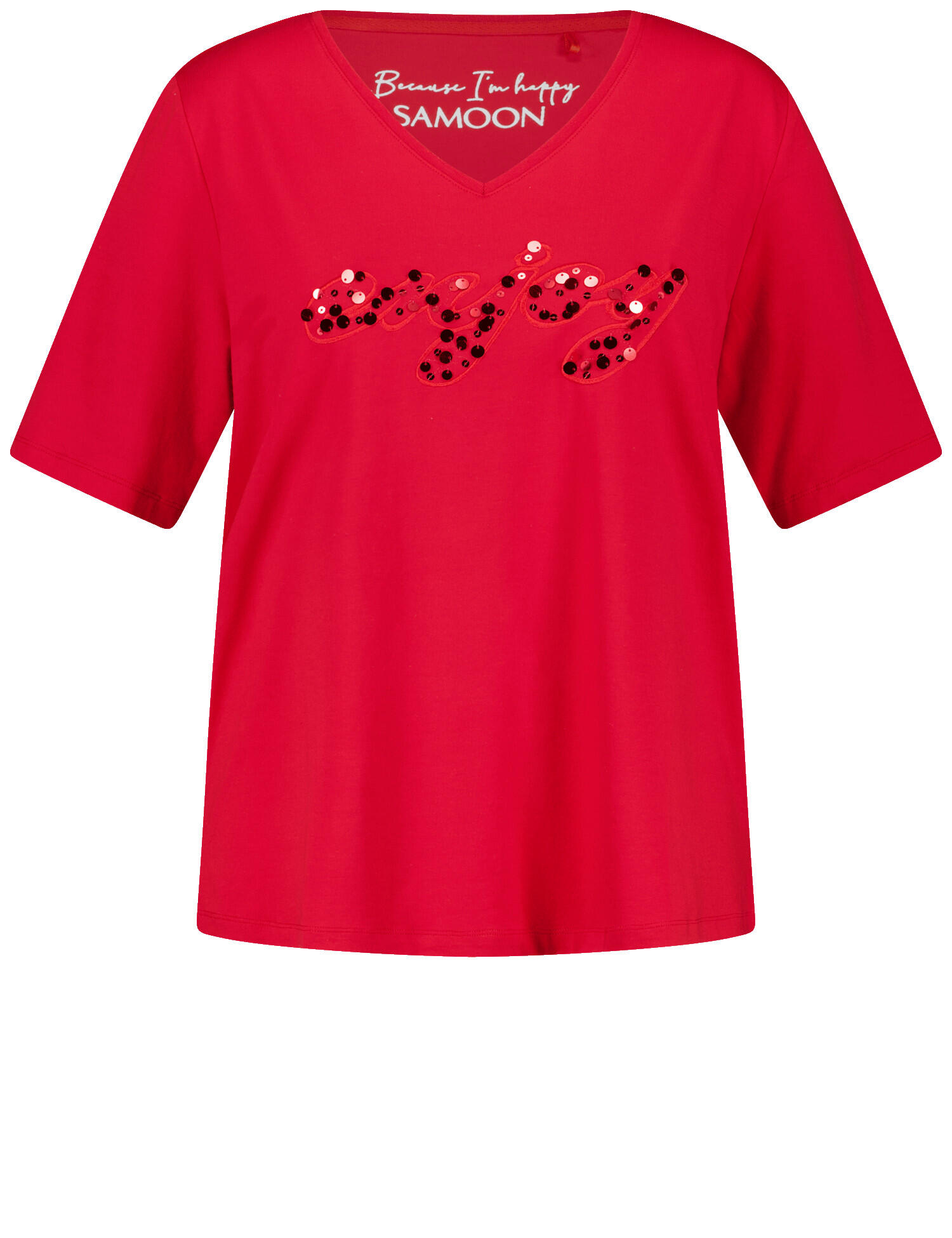 SAMOON - T-SHIRT 1/2 ARM lipstick red gemustert - Gr. - 46 von SAMOON