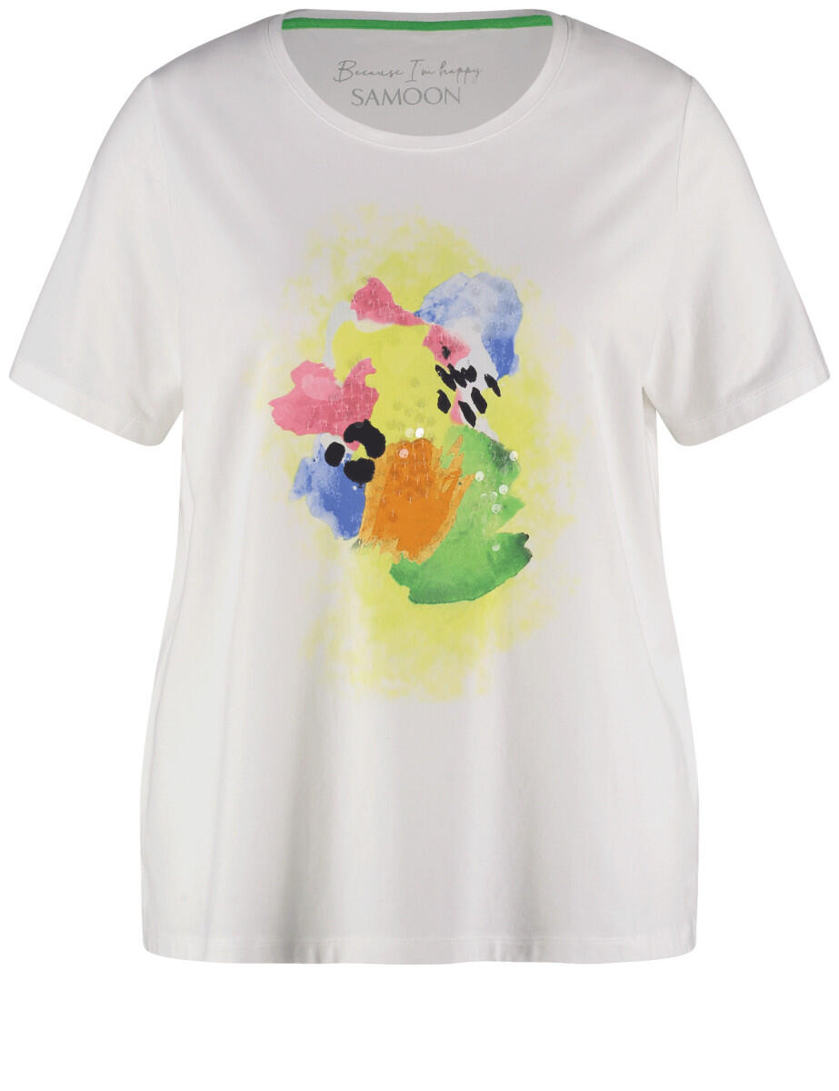 SAMOON - T-Shirt mit Frontprint beige/weiß - Gr. - 42 von SAMOON