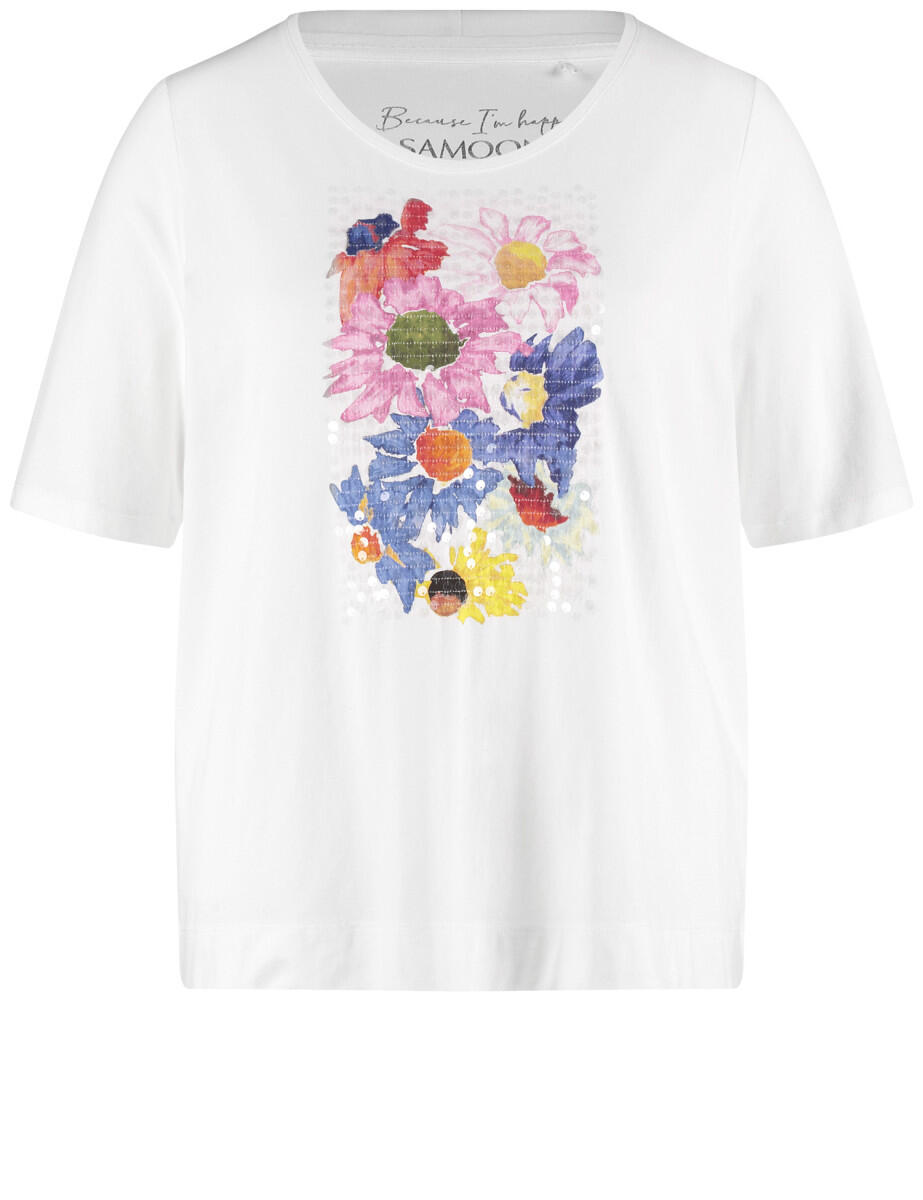 SAMOON - T-Shirt mit Frontprint beige/weiß - Gr. - 46 von SAMOON