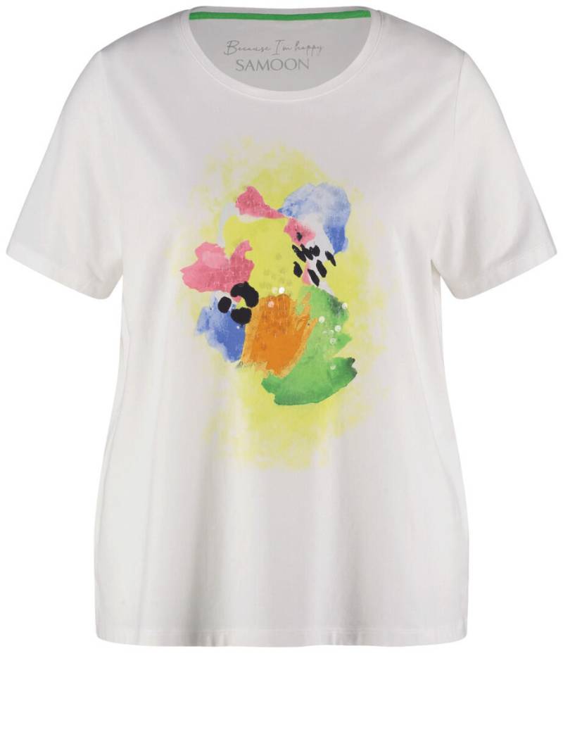 SAMOON - T-Shirt mit Frontprint beige/weiß - Gr. - 48 von SAMOON