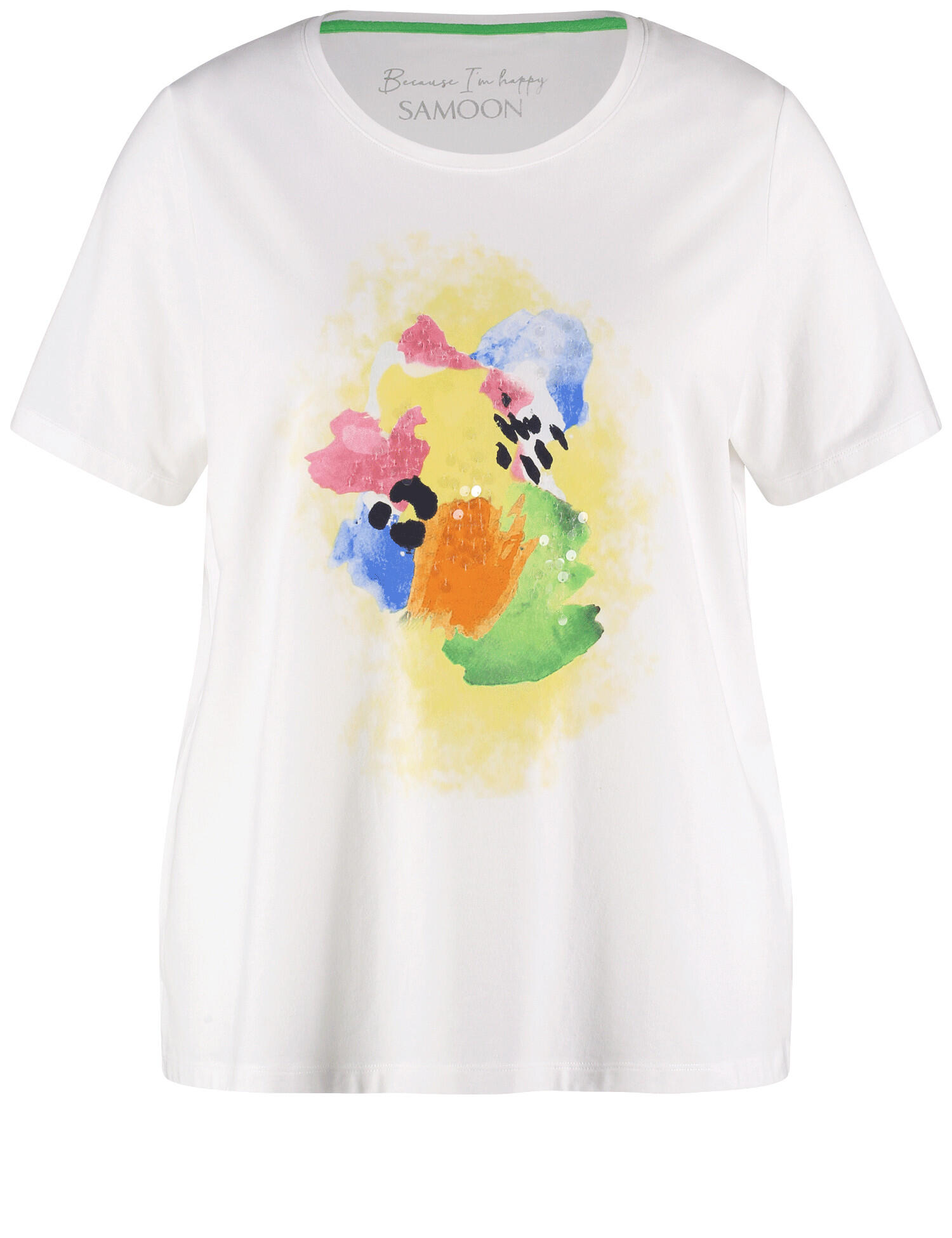 SAMOON - T-Shirt mit Frontprint white gemustert. - Gr. - 50 von SAMOON