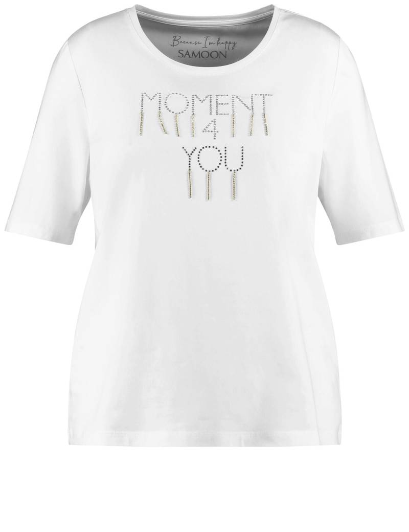 SAMOON - T-Shirt mit Strassstein-Wording white gemustert. - Gr. - 52 von SAMOON