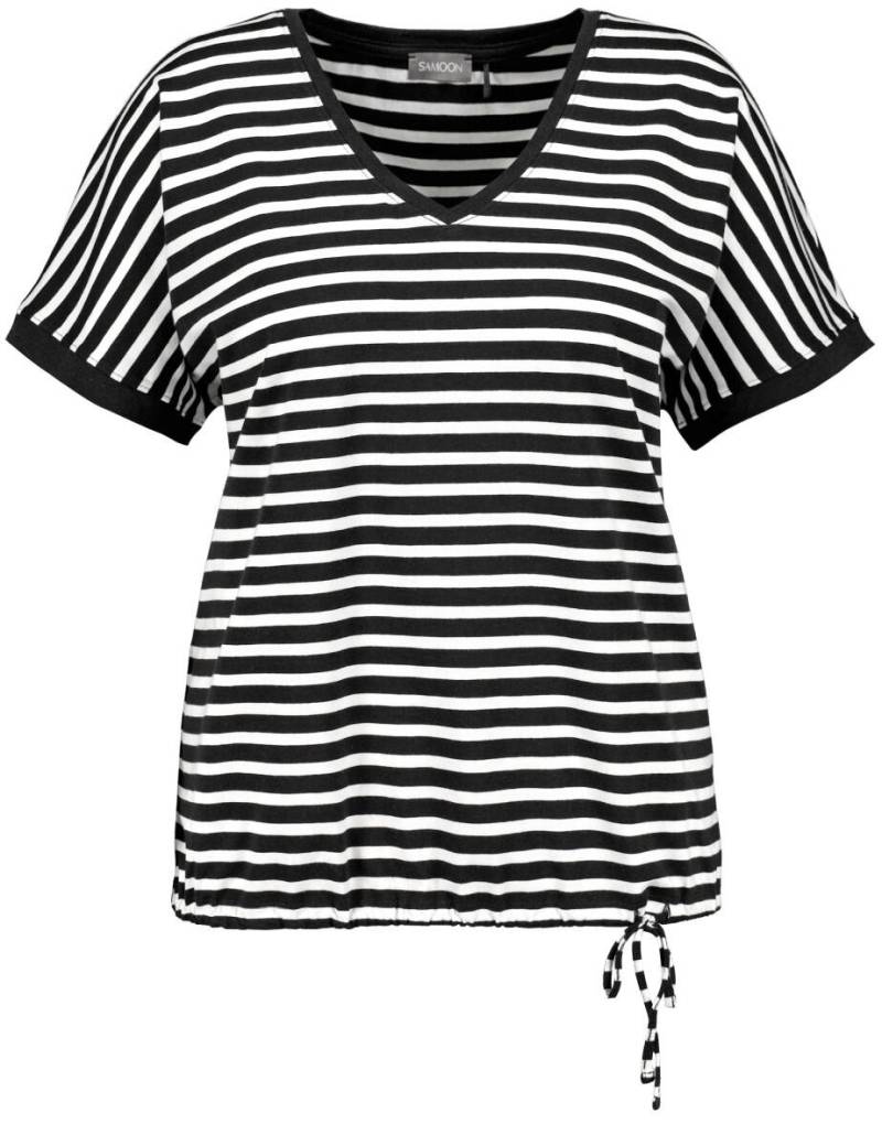 SAMOON - T-Shirt mit Streifen schwarz - Gr. - 52 von SAMOON