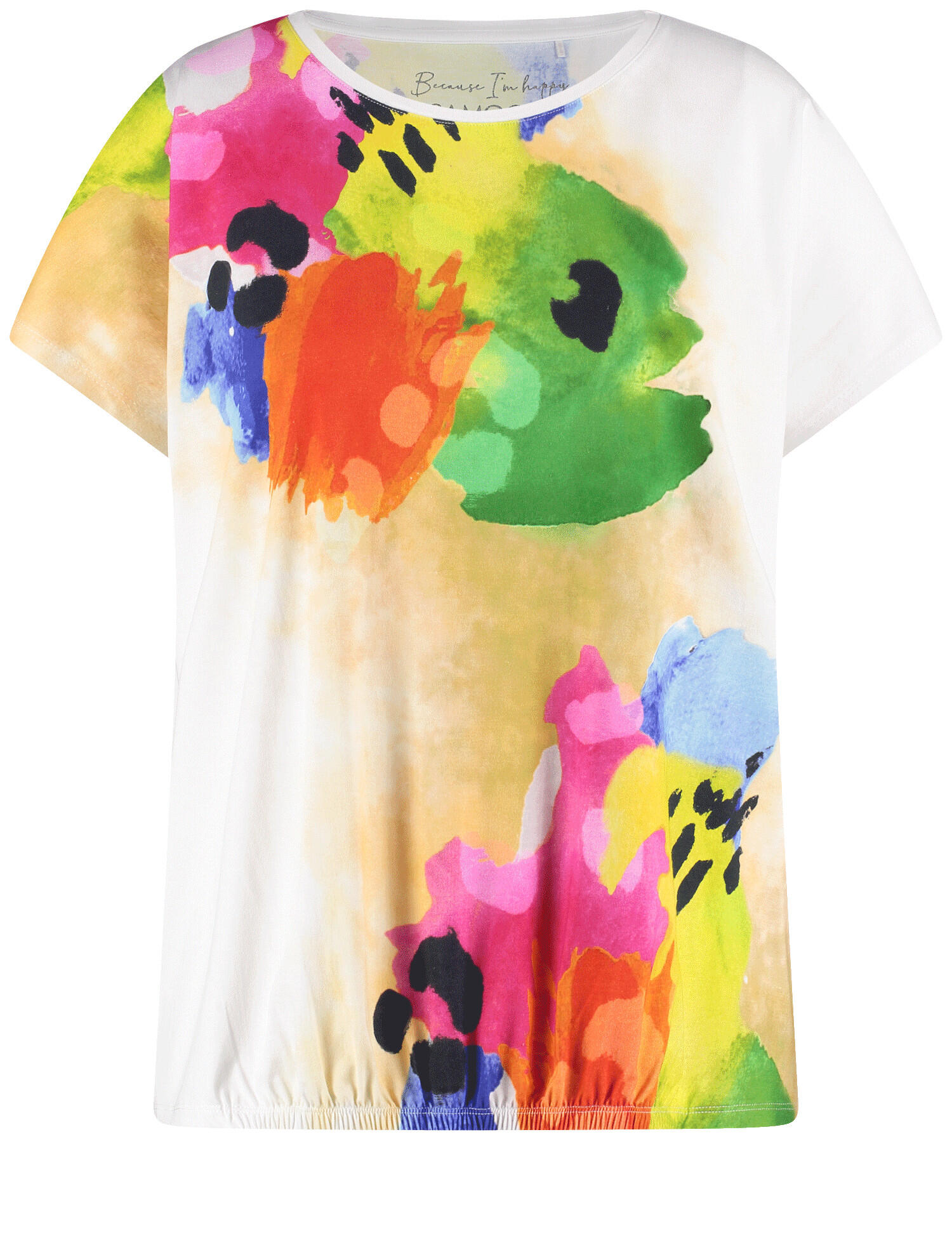 SAMOON - T-Shirt mit gerafftem Saum white gemustert. - Gr. - 50 von SAMOON