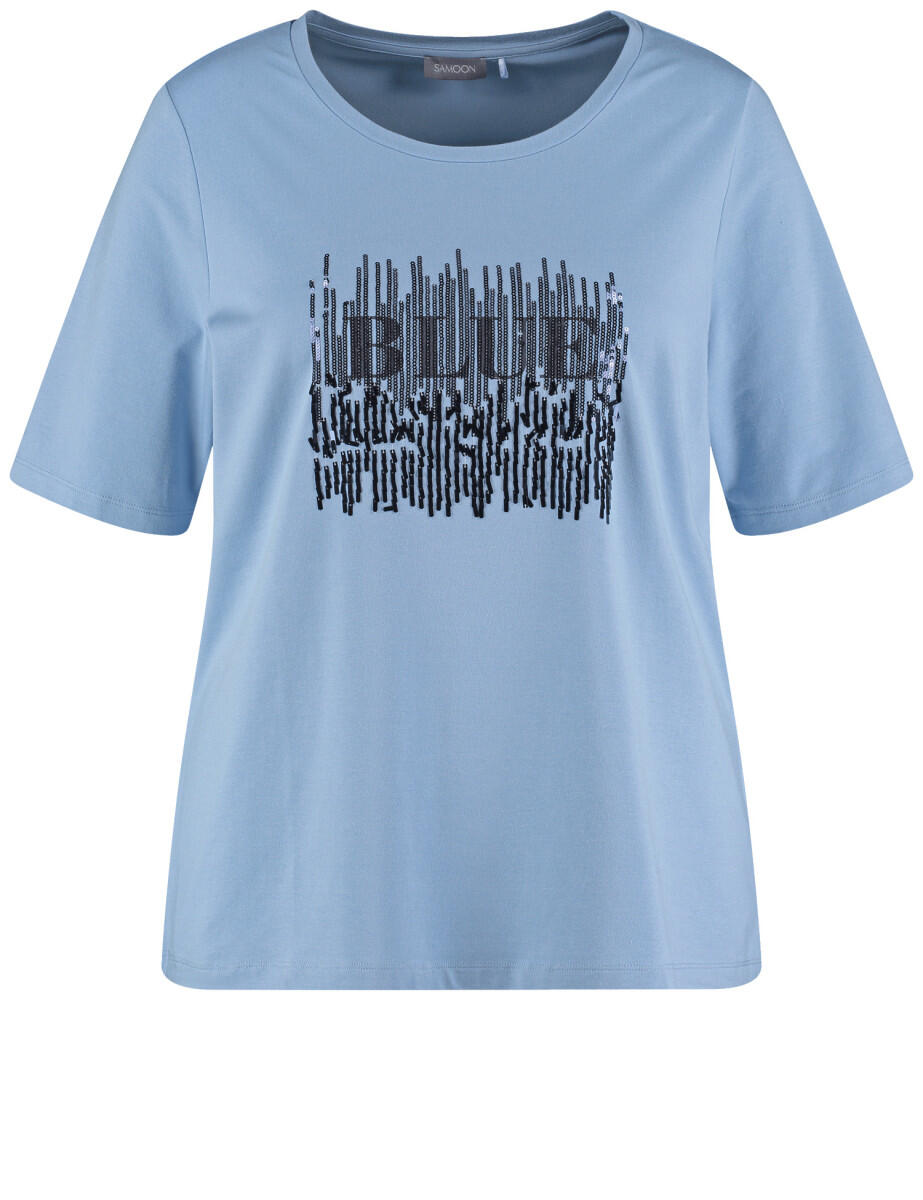 SAMOON - T-Shirt mit verziertem Wording-Print blau - Gr. - 42 von SAMOON