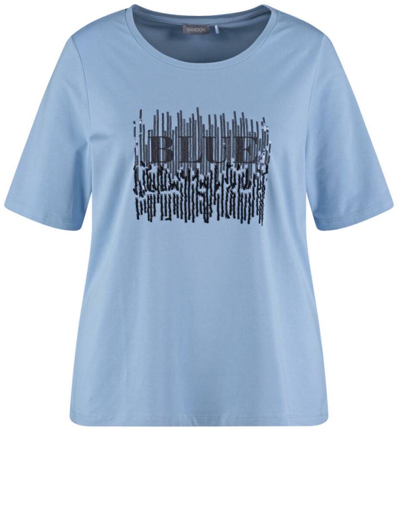 SAMOON - T-Shirt mit verziertem Wording-Print blau - Gr. - 42 von SAMOON