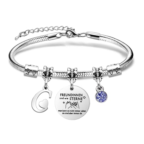 SAMORION Freundschaft Armbänder Anfangsbuchstaben Armbänder Geschenk für Frauen Beste Freunde Königsblau Kristall Zarten Schmuck für Sie (C) von SAMORION