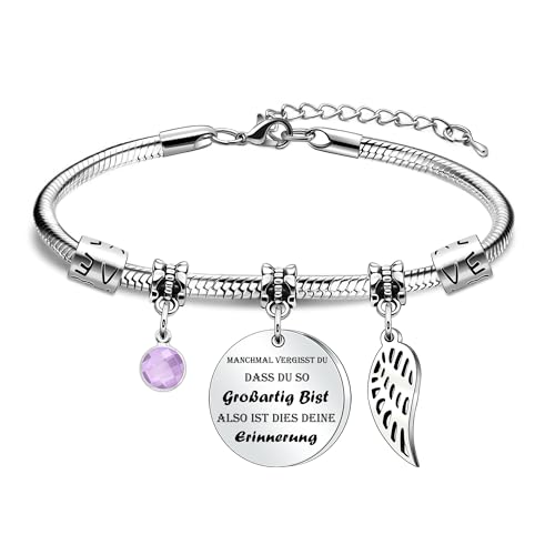 SAMORION Lustige inspirierende Armbänder für Frauen Mädchen Tochter Schwester Weihnachts Geburtstag Geschenke Manchmal vergessen du, dass du so großartig bist, also ist dies deine Erinnerung (Flügel) von SAMORION