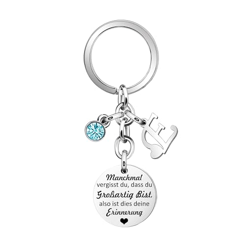 SAMORION Schlüsselanhänger Mit Anfangsbuchstaben&Inspirierendem Design- Personalisierter Name Ermutigen Sie Schlüsselanhänger Geschenk Für Frauen Manchmal Vergisst Man,Dass Man Großartig ist (E) von SAMORION