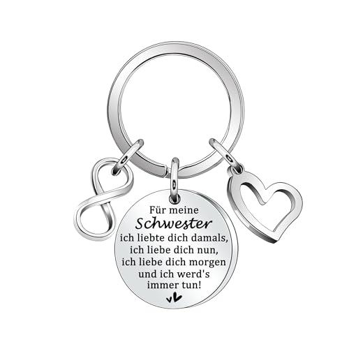 SAMORION Schwester Schlüsselanhänger mit Unendlichen Geschenke für Schwester von Bruder Schwester Geschenke Geburtstag Geschenke Weihnachtsgeschenke Schwester Geschenke für Frauen von SAMORION