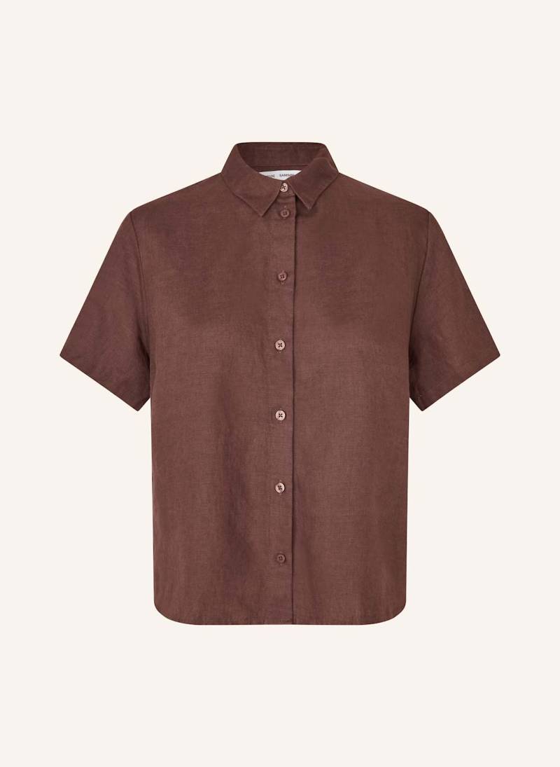 Samsøe  Samsøe Hemdbluse Mina Aus Leinen braun von SAMSØE  SAMSØE