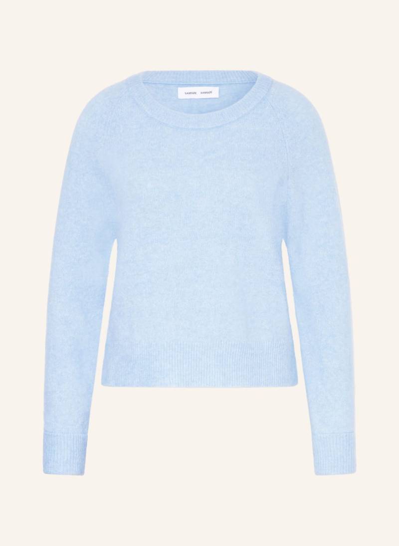 Samsøe  Samsøe Pullover Nor O-N Short Mit Alpaka blau von SAMSØE  SAMSØE
