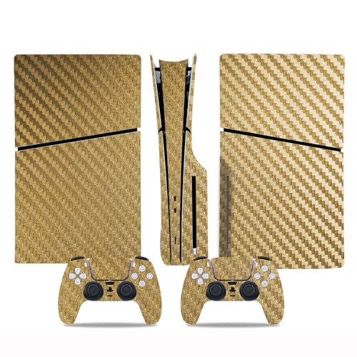 SAMTN Decal Skin für PS5 Slim Konsole Disk Edition, Aufkleber-Abdeckung (Gold) von SAMTN