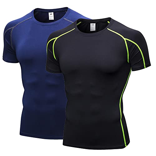 Herren Bodybuilding T - Shirt Slim Quick Dry Compression Shirt Short Sleeve Running Baselayer Top von SANANG