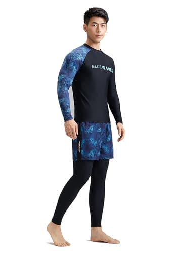 Herren Langarm-Badeanzug-Set mit Hose, Schnell Trocknend, Atmungsaktiv, Anti-UV Sonnenschutz-Badeanzug für Herren von SANANG