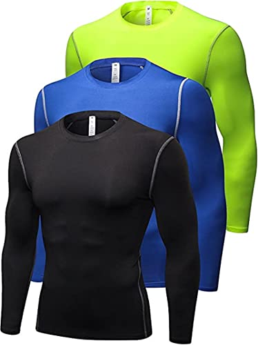 SANANG 3er Pack Herren Langarm-Kompressionsshirts Thermische Sportshirts für Laufen von SANANG