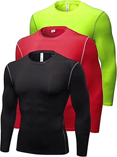 SANANG 3er Pack Herren Langarm-Kompressionsshirts Thermische Sportshirts für Laufen von SANANG