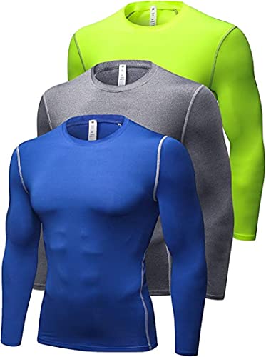 SANANG 3er Pack Herren Langarm-Kompressionsshirts Thermische Sportshirts für Laufen von SANANG