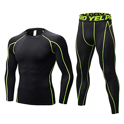 SANANG Herren Kompression Trainingsanzug Fitness Tight Quick Dry Running Set T-Shirt Legging Sportswear Gym Sport Suit von SANANG