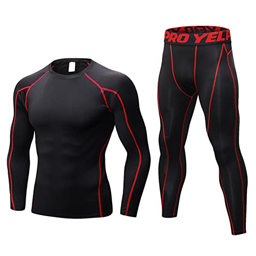 SANANG Herren-Fitness-Kompressionsanzug, schnelltrocknend, Laufset, Leggings-Shirt, Fitness-Sportbekleidung von SANANG