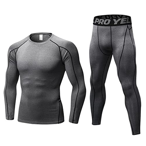 SANANG Herren-Fitness-Kompressionsanzug, schnelltrocknend, Laufset, Leggings-Shirt, Fitness-Sportbekleidung von SANANG