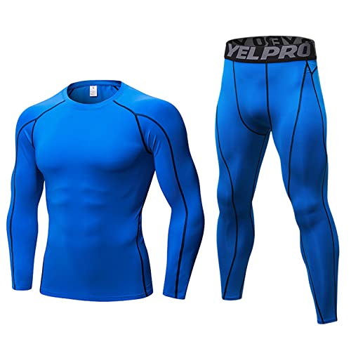 SANANG Herren Kompression Trainingsanzug Fitness Tight Quick Dry Running Set T-Shirt Legging Sportswear Gym Sport Suit von SANANG