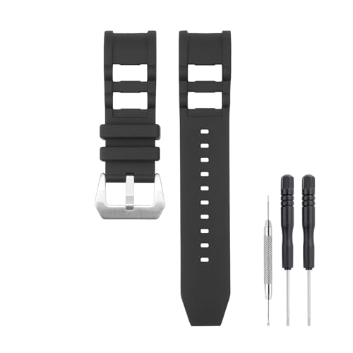 SANDEIN 26 mm Uhrenarmband kompatibel mit Invicta, weiches Silikon-Gummi-Ersatzarmband für Invicta Russian Diver Uhrenarmbänder (schwarz + silberfarbene Schnalle) von SANDEIN