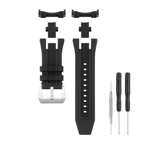 SANDEIN 33 mm Uhrenarmband, kompatibel mit Invicta, weiches Silikon-Gummi-Ersatzarmband für Invicta Subaqua Noma V Noma 5 Uhrenarmbänder (schwarz + silberfarbene Schnalle) von SANDEIN