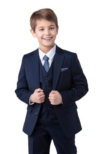 SANDER STELLAN Festlicher Jungen Anzug Kommunionanzug Kinderanzug Set 6-teilig blau 116 von SANDER STELLAN