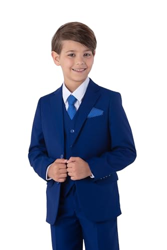 SANDER STELLAN Festlicher Kinder Anzug Jungen Hochzeit Anzug Kommunionanzug 6-teilig Royalblau 158 von SANDER STELLAN