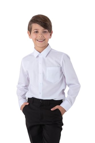 SANDER STELLAN Kinderhemd weiß Jungen Hemd Kinder Party Hemd Slim Fit Langarm 134 von SANDER STELLAN