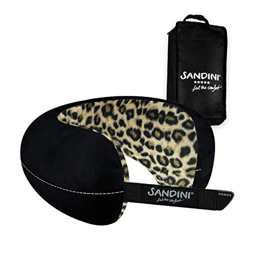 SANDINI TravelFix Regular Size – Plüsch – Premium Reisekissen Made in EU/Nackenkissen mit ergonomischer Stützfunktion – Gratis Transporttasche mit Befestigungs-Clip von SANDINI