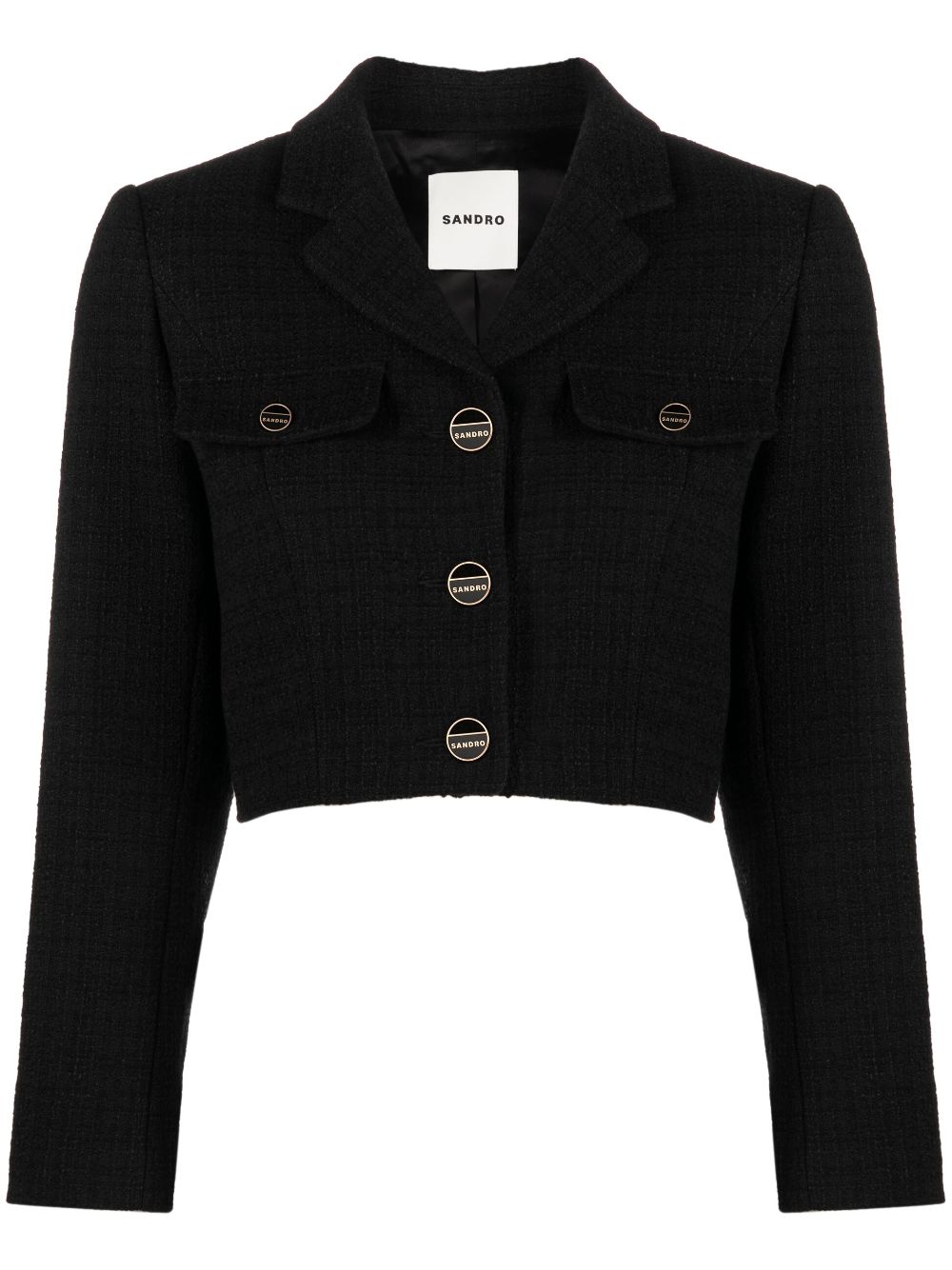 SANDRO Cropped-Jacke aus Tweed - Schwarz von SANDRO