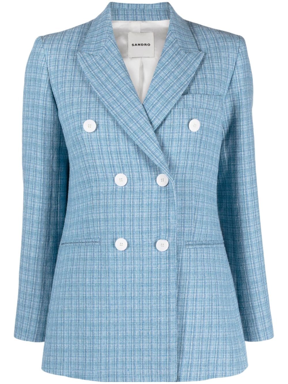 SANDRO Doppelreihiger Tweed-Blazer - Blau von SANDRO