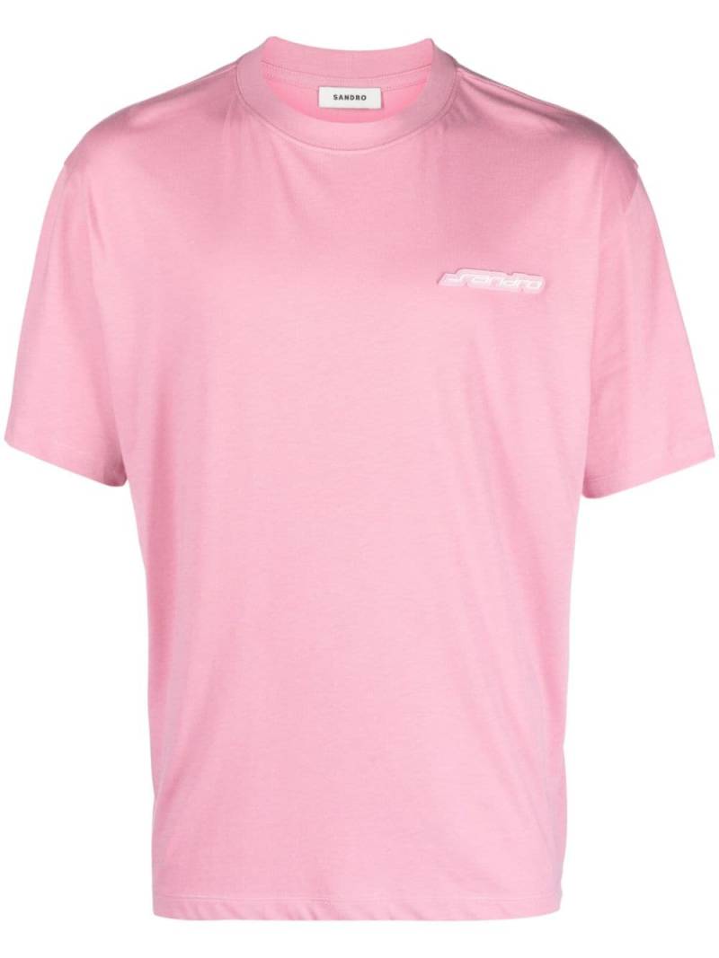 SANDRO T-Shirt mit Logo-Patch - Rosa von SANDRO