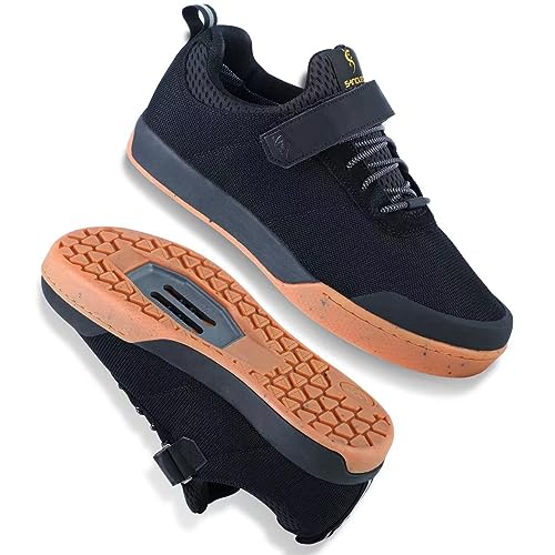 SANDUGO Herren Mountainbike Schuhe Elastischer Verschluss für leichte, wasserdichte, atmungsaktive MTB Schuhe Schwarz 45 von SANDUGO