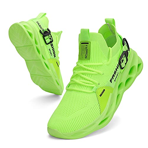 SANEARDE Herren Laufschuhe Turnschuhe Straßenlaufschuhe Fitnessschuhe Sportschuhe Tennisschuhe Sneaker Fitness Schuhe Atmungsaktiv Leichtgewicht Bequeme Grün Schwarz 45 EU von SANEARDE