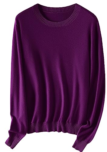 SANGTREE Damen Crewneck Soft Knit Pullover Sweater, Violett, Groß von SANGTREE