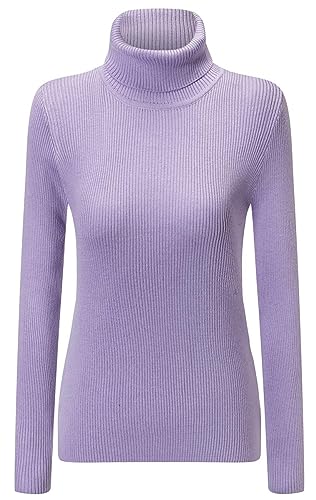 SANGTREE Damen Rollkragen Basic toller dehnbarer Kaschmirpullover, Fliederfarben, Klein von SANGTREE
