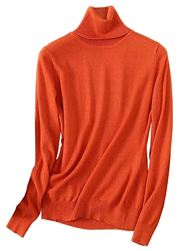 SANGTREE Damen Rollkragenpullover Soft Cashmere Blend, Orange, X-Klein von SANGTREE