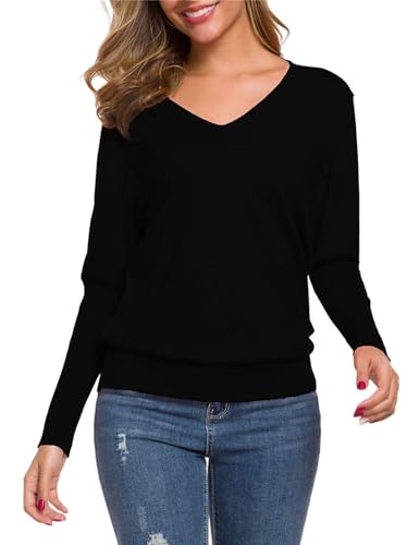SANGTREE Damen Strickpullover mit langen Ärmeln, V-Ausschnitt, Pullover, X01 V Neck Black, X-Groß von SANGTREE