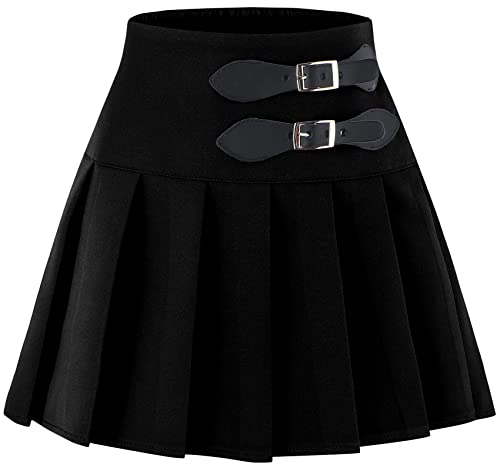 SANGTREE Mädchen Damen Faltenrock Elastische Taille Uniform Rock 2 Jahre - US 4XL, Cargo – Schwarz., 3X-Groß von SANGTREE