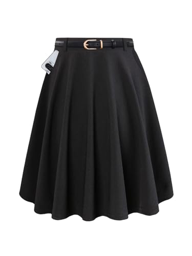 SANGTREE Mädchen Damen Hohe Taille Plissee Mini Skater Tennisrock, Midi-Schwarz, XX-Large von SANGTREE