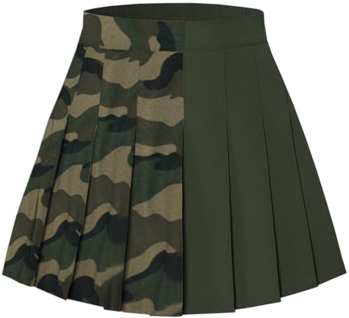 SANGTREE Mädchen Damen Hohe Taille Plissee Mini Skater Tennisrock, tarnfarbe, 3X-Groß von SANGTREE