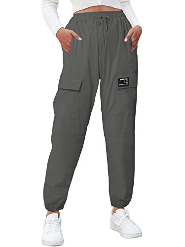 SANGTREE Mädchen & Damen Outdoor Casual Cargo Jogger Hose, 1#quick dry dunkelgrau, M von SANGTREE